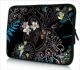 Tablet hoes / laptophoes 10,1 inch zwart patroon bloemen - Sleevy